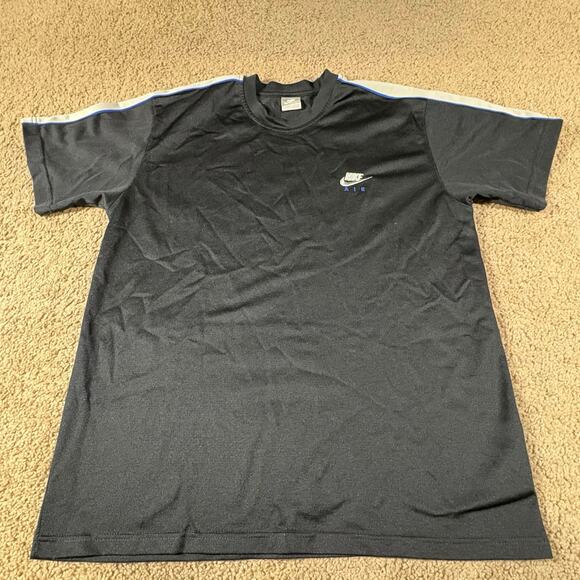 VTG Nike Air Soccer Short Sleeve Jersey Shirt Warm Up Size XL Black Striped Logo - Picture 1 of 4